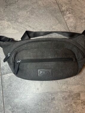 Fila Black Belt Bag with Front Zip Pocket